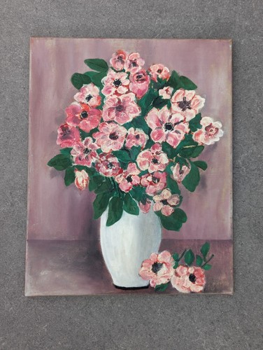 Pintura a mano original texturizada flores en un jarrón decoración del hogar arte de pared vintage - Imagen 12 de 24