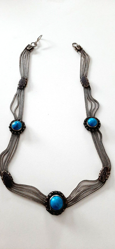 SILBER COLLIER ° 925 / ooo ° Trachtenschmuck ° Tula Silber ° TÜRKIS STEINE ° - Bild 2 von 13