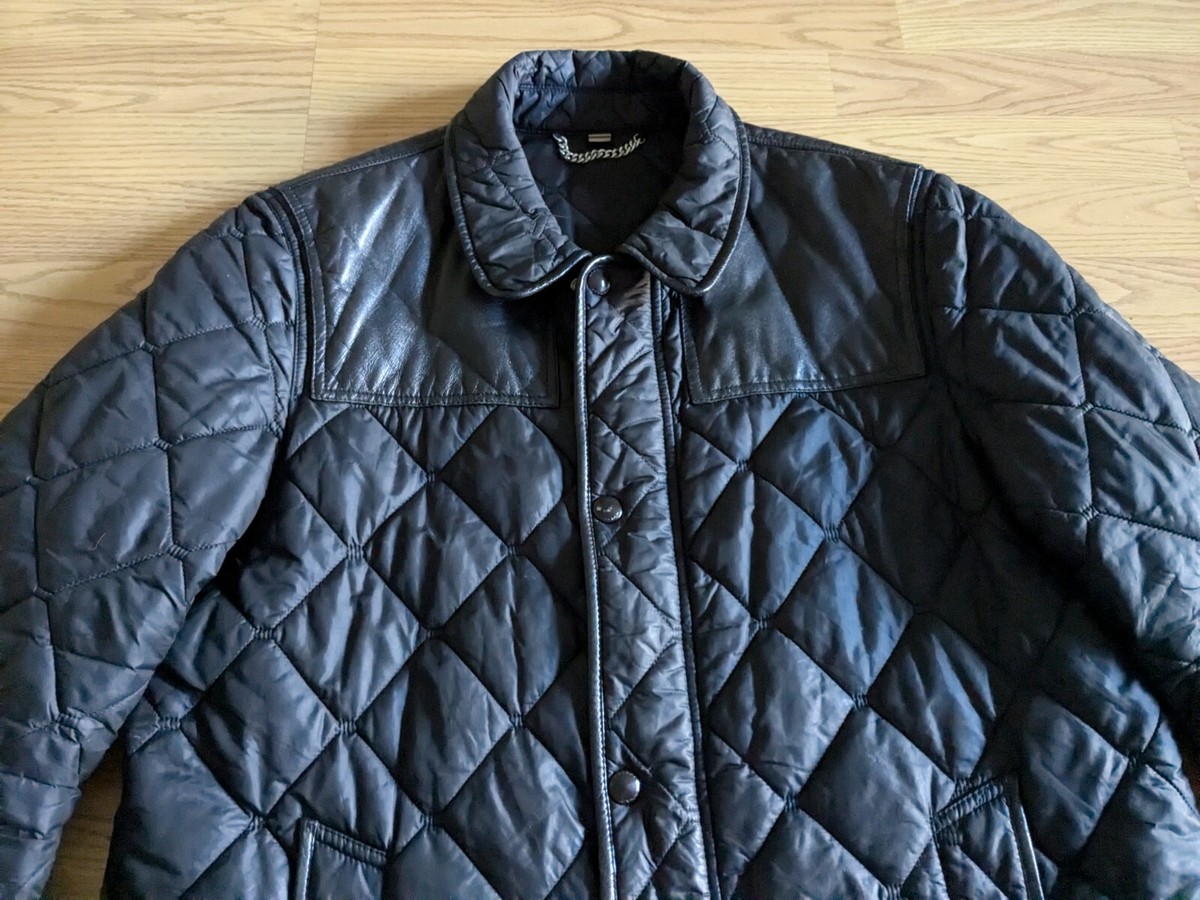 Burberry London Jacket Nylon Leather Black Men 56 Zip Up Burberry London Jacket Nylon Leather Black Men 56 Zip Up