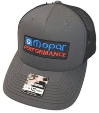 Mopar Performance Patch on Richardson 112 Trucker Hat Snapback Charcoal/Black