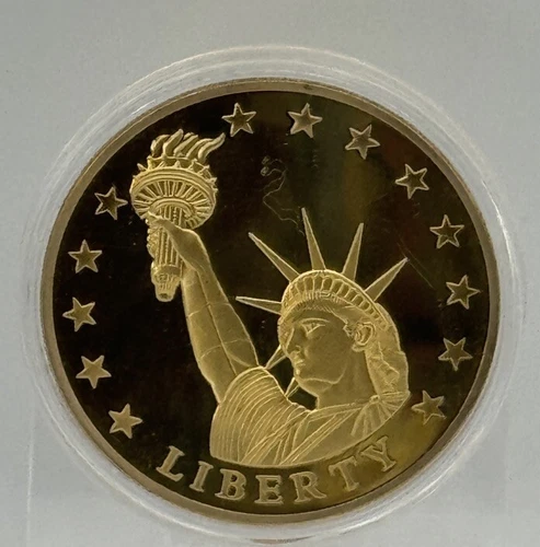 Birth of Our Nation STATUE OF LIBERTY 24k Gold-Layered Medal Comm. Coin COA