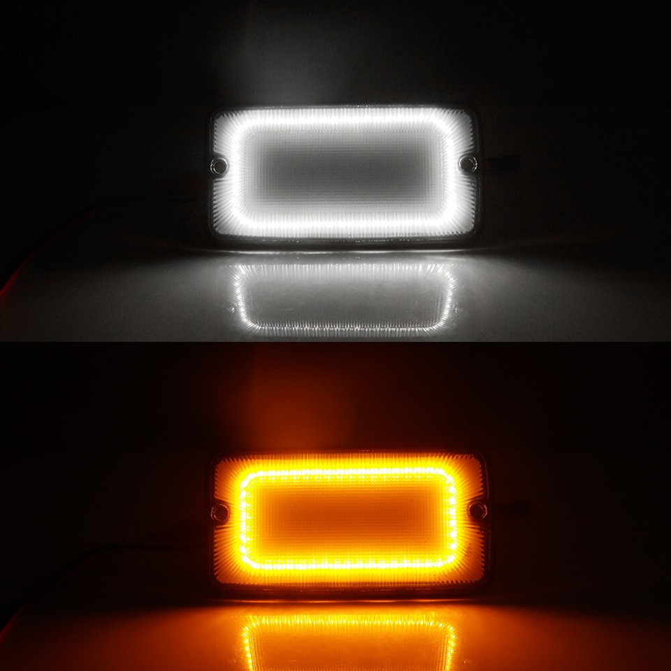 Clear Switchback LED Front Bumper DRL Signal Lights For 97-06 Jeep Wrangler TJ