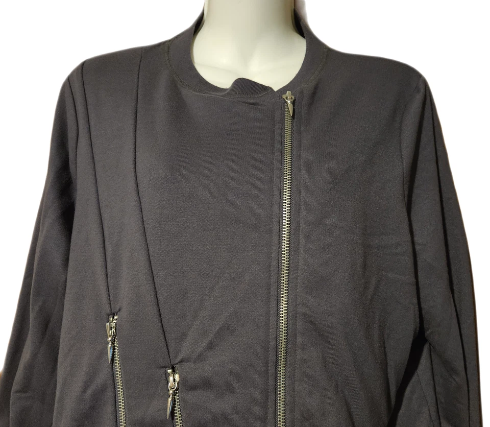 Chaqueta gris con cremallera para mujer ROCK & REPUBLIC talla XL NUEVA Foto 3 de 4