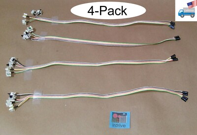 4-Pack: PC Case Front On/Off Motherboard Reset/Power Switch & PWR HDD LED Cables
