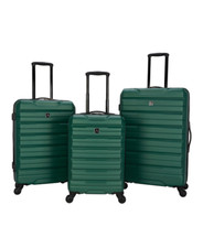  440. Rockland 3-Piece Hardside Spinner Glossy Luggage Set Black