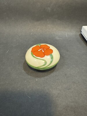 Vtg Ceramic Poppy Design Flower Trinket Box