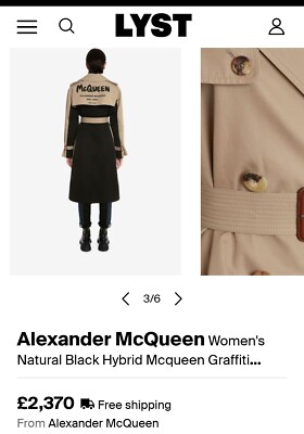 Alexander McQueen トレンチコート 38サイズ Alexander McQUEEN Graphic Trench Coat 38