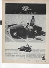 Original 1967 Austin Healey Sprite vintage print ad:  "The hot new Sprite ....."