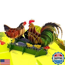 Niumcraft Pop Up Greeting Card Adorable Chicken Family Card, Thanksgiving Ani