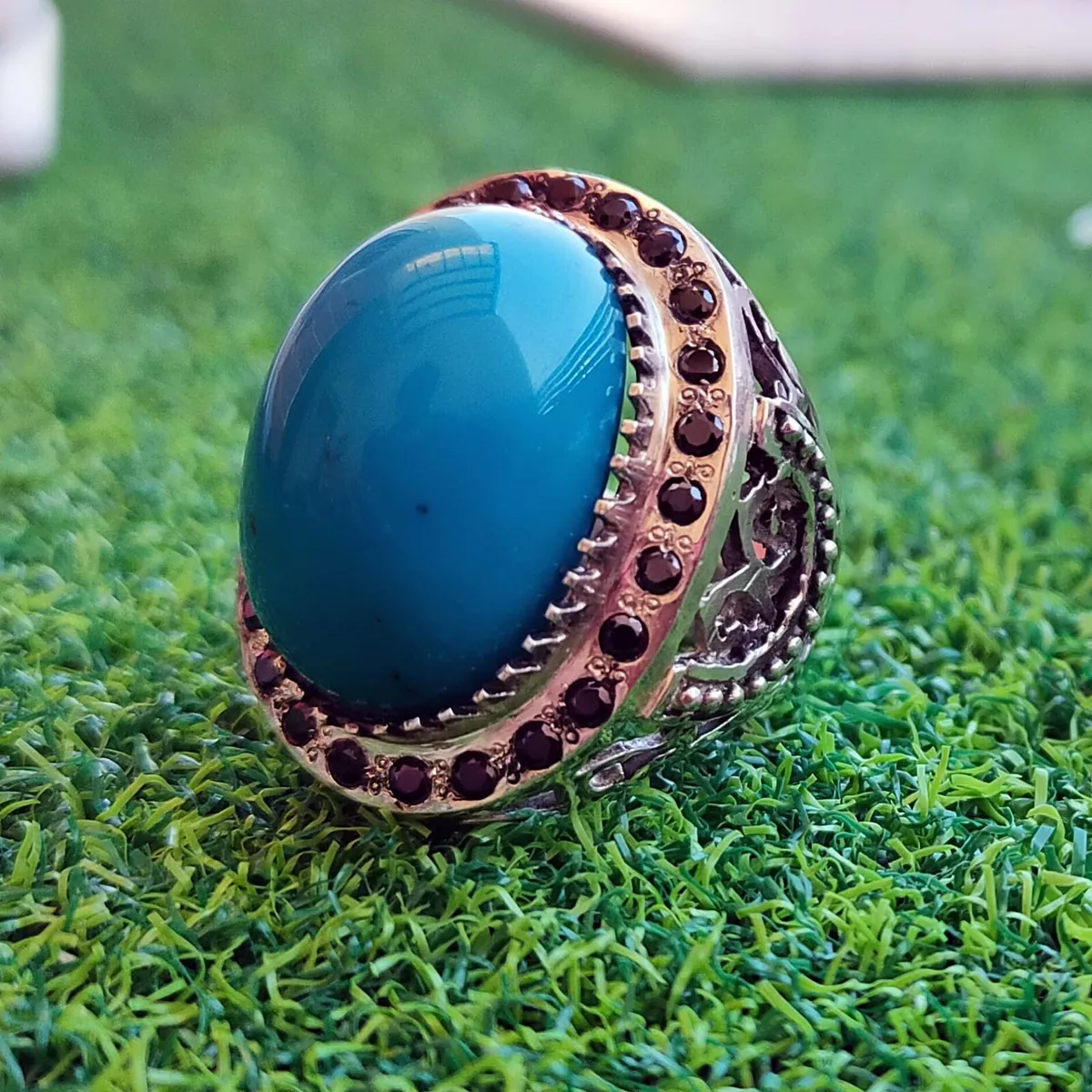 Buy Natural Feroza Rings Real Turquoise Ring Super Clean Turquoise Ring Men  and Women Feroza Stone Ring Islamic Rings Shia Rings Online in India - Etsy