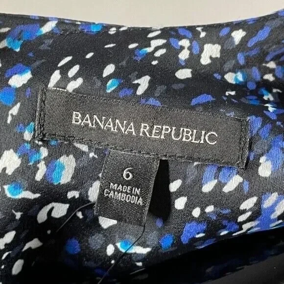 NUEVO Vestido Banana Republic Mujer 6 Negro Azul Púrpura Punto Foto 4 de 4