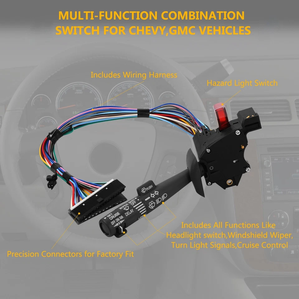 Turn Signal Windshield Wiper Hazard Cruise Switch for Chevy Tahoe S10 GMC C1500 - Image 4 of 4