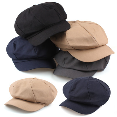 Unisex Mens Womens Cotton Plain Baker Boy Cabbie Gatsby Flat Cap Newsboy Hats