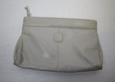 VINTAGE 80s WOMEN'S BEIGE FAUX LEATHER CLUTCH HANDBAG