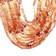 Natural Hessonite Garnet Beads Smooth Coin Shape 13 Inch Strand 5-6 MM Beads