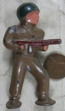 Vintage Barclay Pod Foot Soldier With Tommy Machine Gun Green Helmet 5