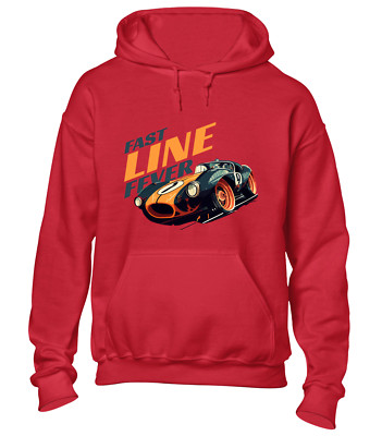 FAST LINE FEVER HOODY HOODIE RENNWAGEN RENNEN SPORTWAGEN BENZIN KOPF DESIGN TOP