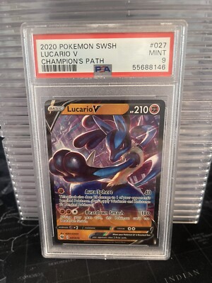 PSA 9 Lucario V 027 Non-Holo Intro Deck Promo Play! Pokemon Card LOW POP  027/073 | eBay