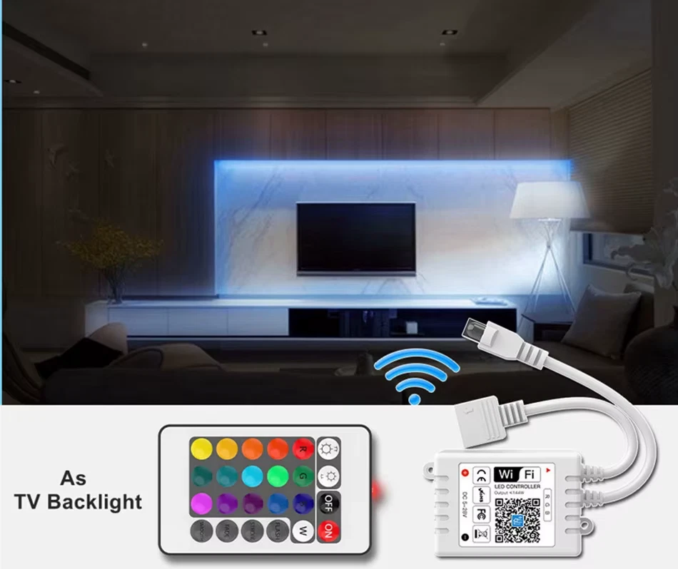 WiFi RGB LED strip RF Controller 24Key Remote for DC12V-24V 5050 RGB LED lights - Image 2 of 4