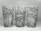 Vintage Hazel Atlas Milk Glass Black Spaghetti Drizzle Tumblers Lot of 3
