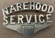 Vintage NAREHOOD SERVICE Hat Badge Wings Shield Stars / Stripes NARE HOOD