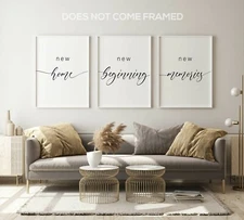New Home, Set of 3 Print, Minimalist Art, Home Wall Decor, Triptych