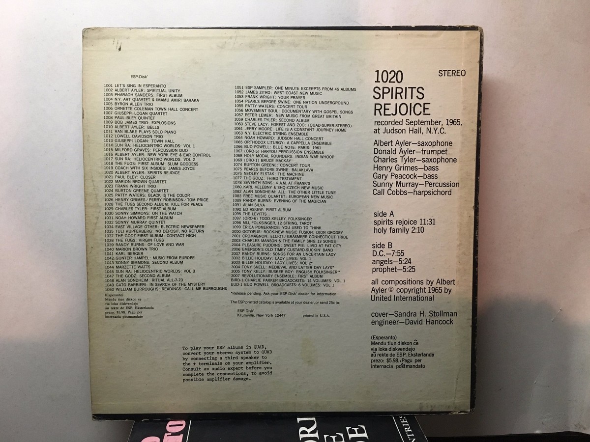 米LP  Ayler Spirits Rejoice ESP1020 ESP DISK /00260 Albert Ayler – Spirits Rejoice – Vinyl (LP, Album + 3 more