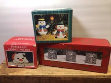 lot of christmas decorations Candle Holders Snowman Ornaments Lot