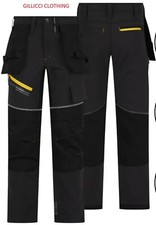 Mens Softshell Fleece Lined  Holster Knee Pad Pocket WorkwearWaterproof Trousers