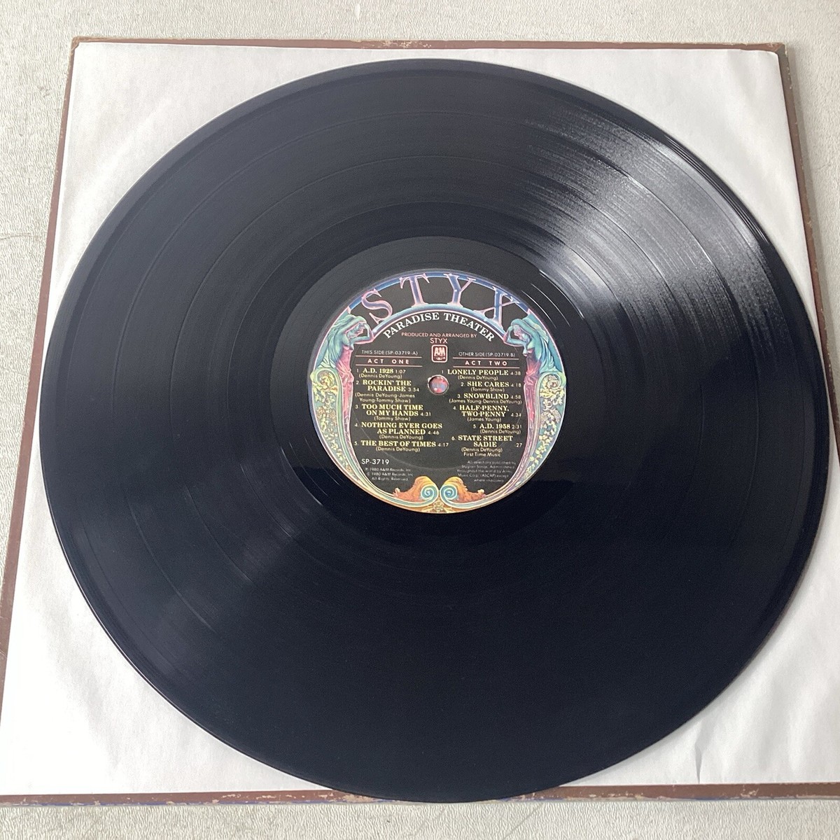 STYX Paradise Theatre A&M LP VG gatefold 1st press laser-etched
