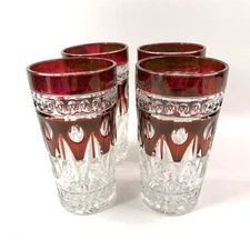 Indiana Glass Colony Park Lane Ruby Flash Flat Iced Tea Beverage Glasses