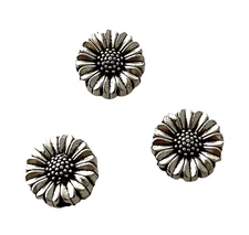 10 Sunflower 11x5mm 2 Sided Flower Tibetan Antiqued Silver Focal Spacer Beads