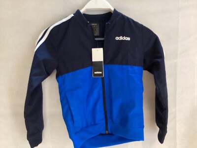 ADIDAS JUNIOR 3S GEWEBTER TRAINSUIT TOP 7-8 Jahre klein BRANDNEU MARINEBLAU WEISS t11
