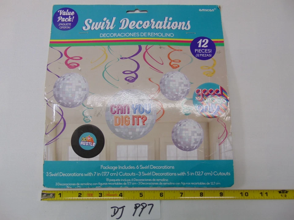 Хорошие вибрации вися фольга вихрь украшения 12 в упаковке 70-х вечеринки лот из 6 упаковок - Изображение 3 из 4