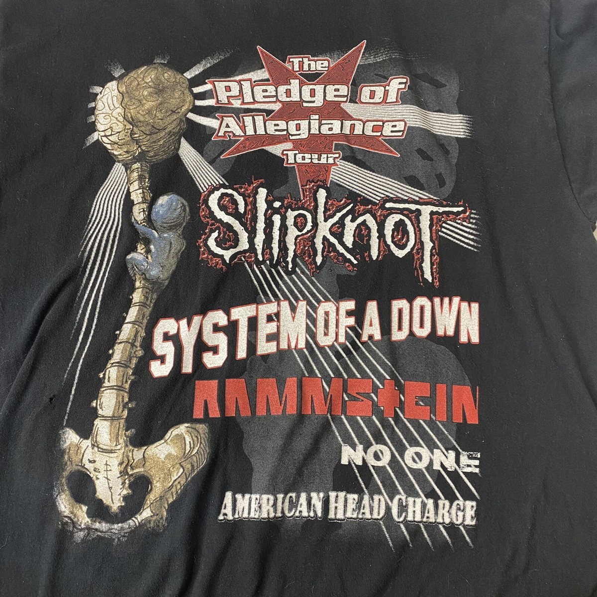 Vintage 2001 Slipknot System Of A Down POA Metal Band Tour T Shirt