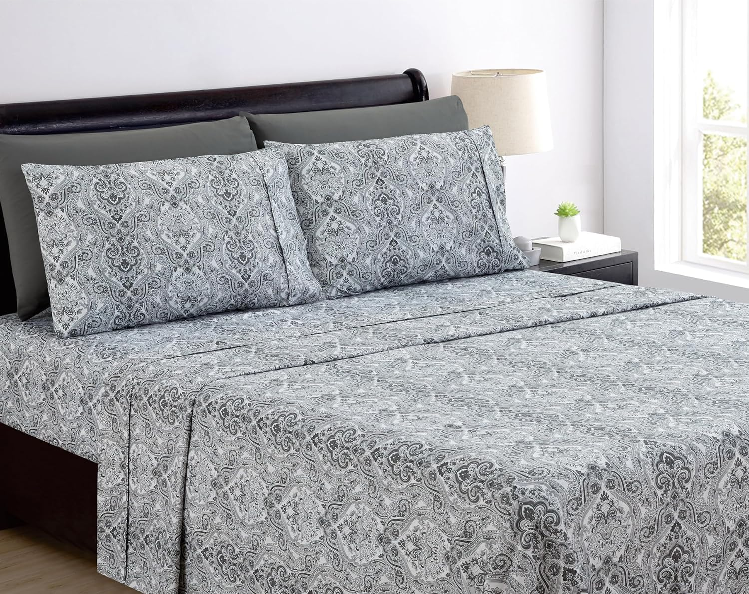 Queen Size Bed Sheets Set - 6PC Paisley Ultra Soft Microfiber Bed Sheets - Easy
