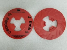 3M 81732L Disk Pad Face Plate 5" Ribbed Extra Hard Red 1 Pc Made in USA