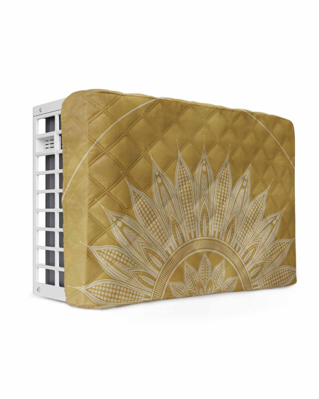 Brown Boho Indoor Air Conditioner Cover for Window Units, Middle Century Abst...