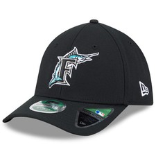 Men's New Era Black Florida Marlins Player Replica 39THIRTY M-Crown Flex Hat