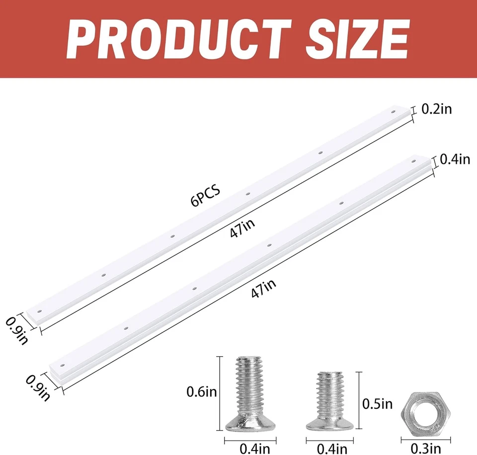 Kit de corredor de trineo de 6 piezas con tuercas y tornillos, tiras de corredor de trineo de 47"" × 0,9", Foto 2 de 4