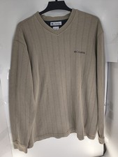 Columbia Sweater Mens XL Beige V Neck Ribbed Long Sleeve Pullover