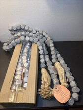 Set Of 2 Handmade 6' Metallic Silver  Grey Wooden Beaded Garland New In Box