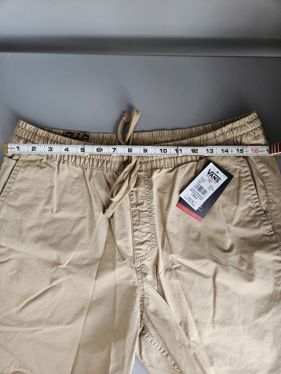 VANS Range Elastic Relaxed Fit Shorts Mens Large Beige Chino