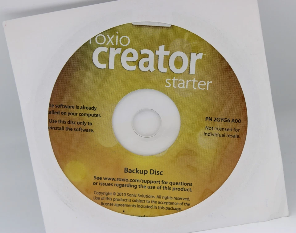 New Sealed Roxio Creator Starter Dell Edition Backup Disk 0GYD9F 2GYG6 A00 DVD - Image 2 of 4