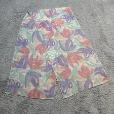 Vintage 80s Purple Pastel Pink Sheer Floral Scarf 11.5 X 52 Polyester