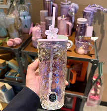 Starbucks 2026 New China Twilight Sakura Embossed Glass Tumbler Straw Cups Gifts