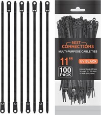 Cable Ties 11" with Screw Down Hole for Mounting Nylon Wire Black