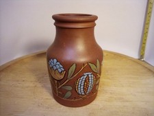 Watcombe Torquay Terracotta VASE 10 cm enamelled design