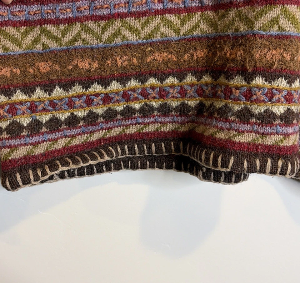 Suéter Woolrich De Colección Talla XL Para Mujer Cottagecore Marrón Rayas Mezcla Lana Boho LEER Foto 4 de 4