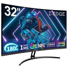 Z-EDGE UG32 32" 2K 2560x1440 180Hz 1ms Curved Gaming Monitor, FreeSync, HDMI, DP